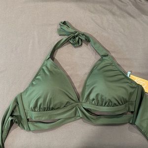 Army green Kona Sol bathing suit top